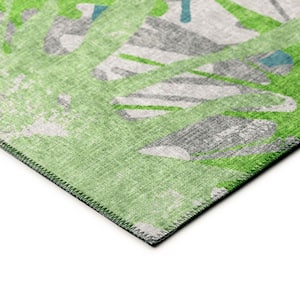 Bravado Green 9 ft. x 12 ft. Geometric Indoor/Outdoor Washable Area Rug