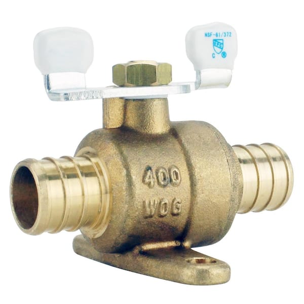 Apollo 3/4 in. Brass PEX-B Barb Ball Valve with Tee Handle and Mounting Pad