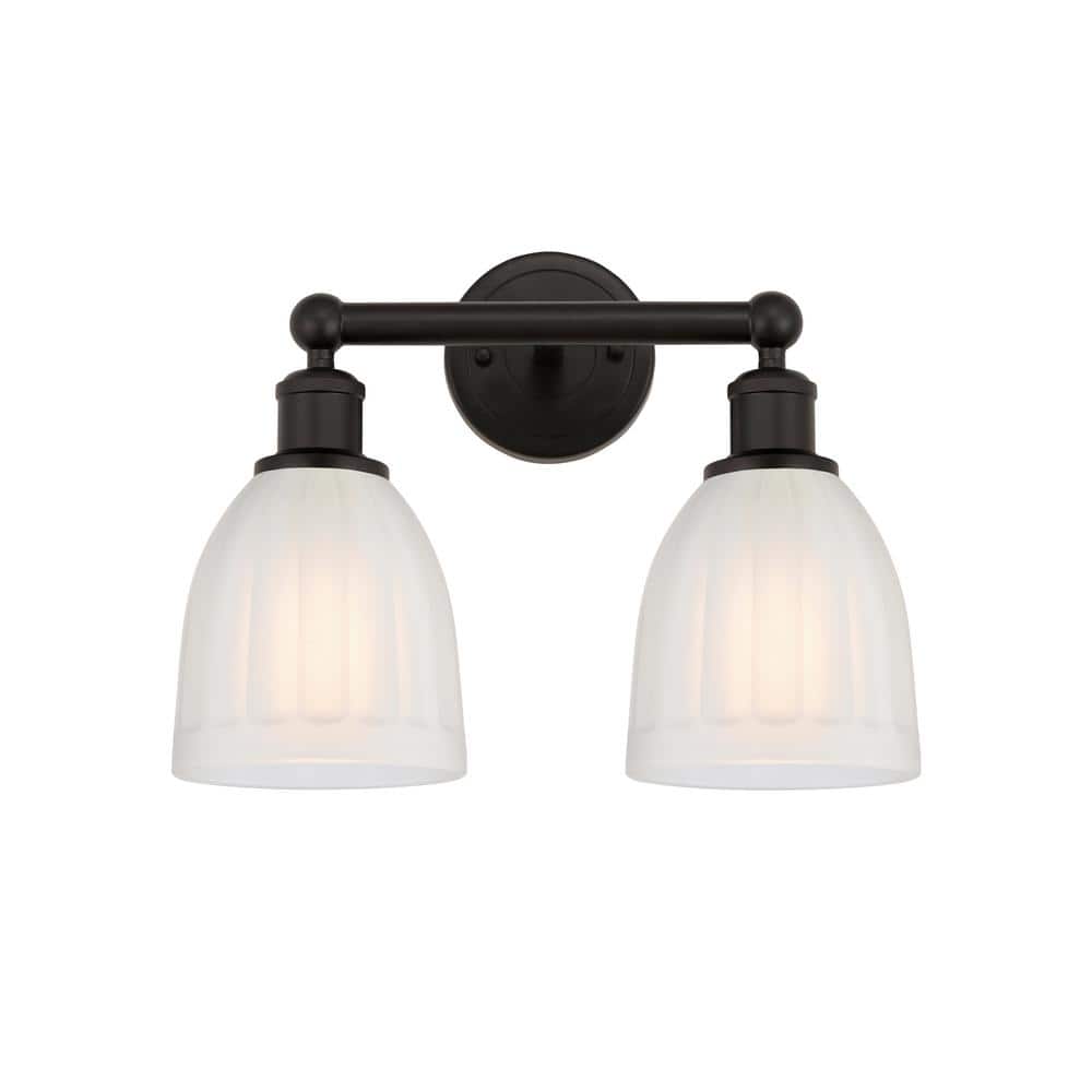 Brookfield 14.75 in. 2 Light Oil Rubbed Bronze, White Vanity Light with White Glass Shade price history on PriceWatchPro