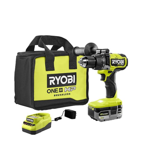 ONE+ HP 18V Brushless Cordless 1/2 in. Hammer Drill Kit with (1) 4.0 Ah High Performance Battery, Charger, and Tool Bag