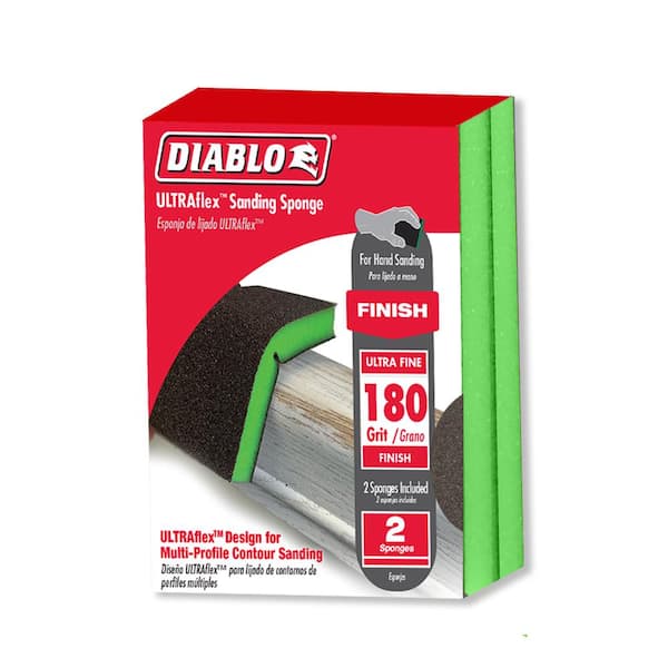 DIABLO 3.75 in. x 4.75 in. 180-Grit Ultra Fine Hand Sanding Sponge (2-Pack)