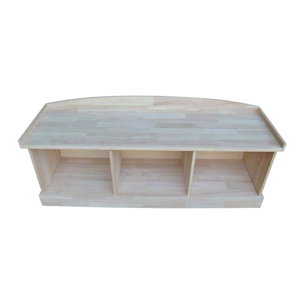White Wood Coastal Storage Bench with Plinth Base