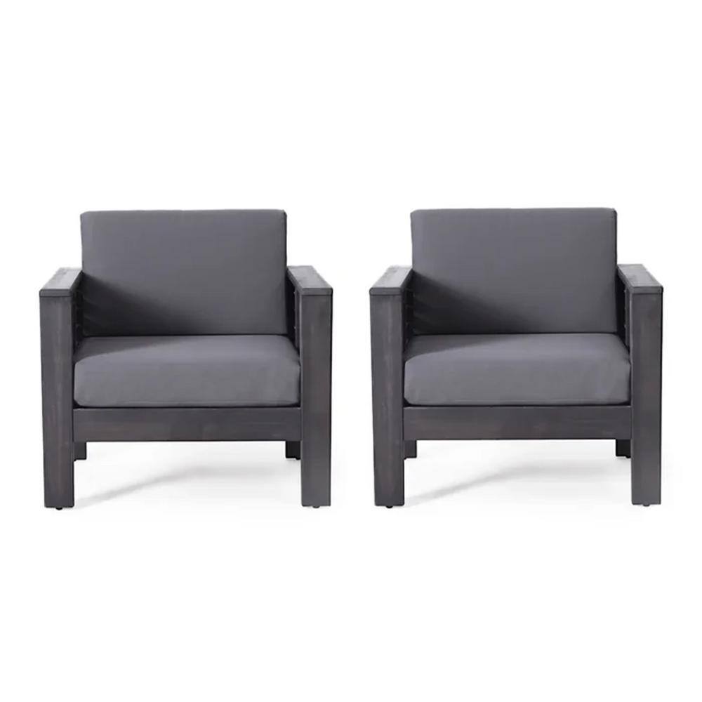 2-Piece Set Acacia Wood Outdoor Club Chairs with Cushions for Patio Backyard Garden Dark Gray price history on PriceWatchPro