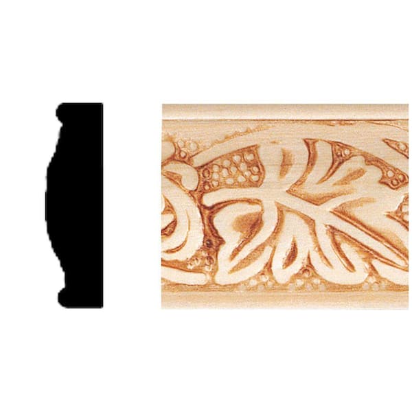 3/8 in. x 1-5/16 in. x 7 ft. Hardwood Embossed Flower Moulding