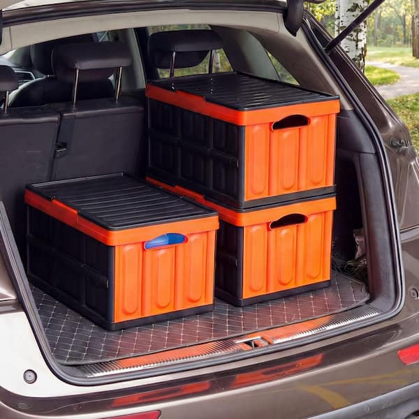 SKYSHALO Plastic Collapsible Storage Bins with Lids, 45L. Capacity