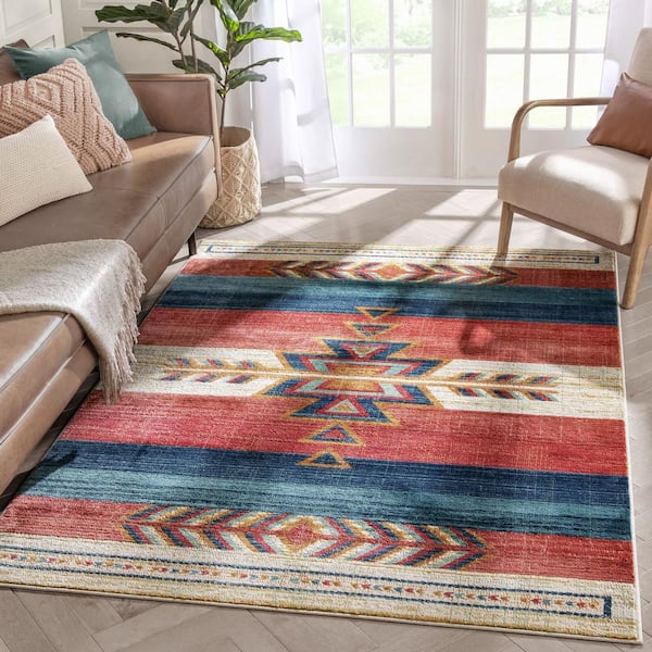 Tulsa Dustin Southwestern Tribal Medallion Crimson 3 ft. 11 in. x 5 ft. 3 in. Area Rug