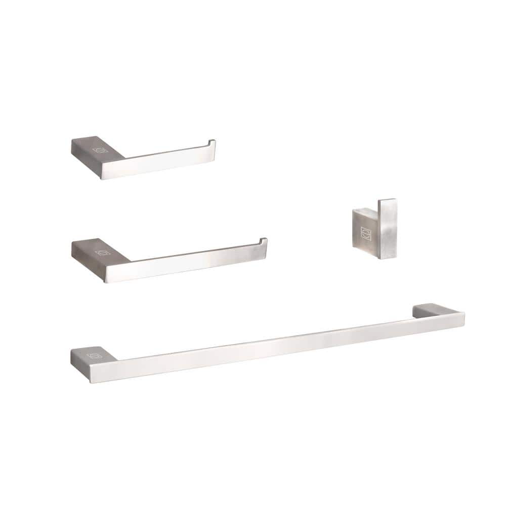 Timeless Home 4-Piece Bath Hardware Set with Toilet Paper Holder Towel Rods