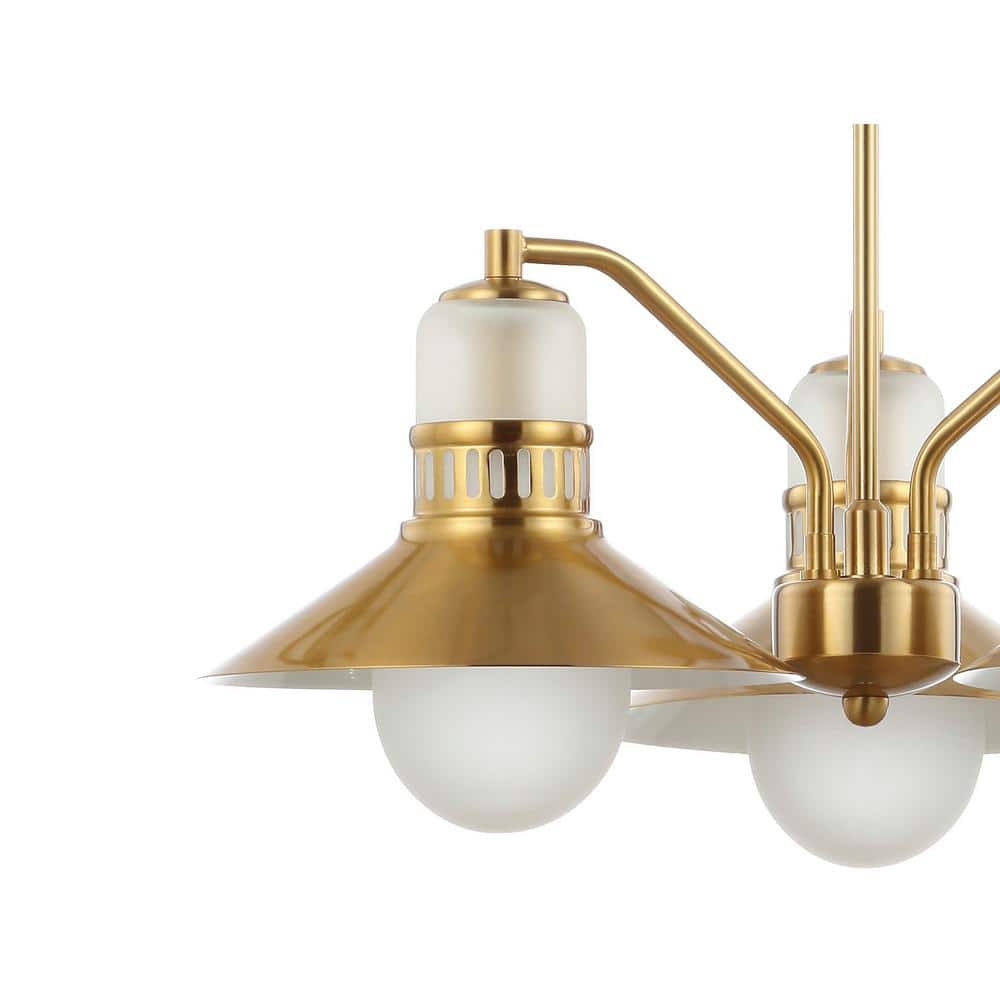 Colin 22" Brass Gold Adjustable Retro LED Chandelier with Crystal Accents