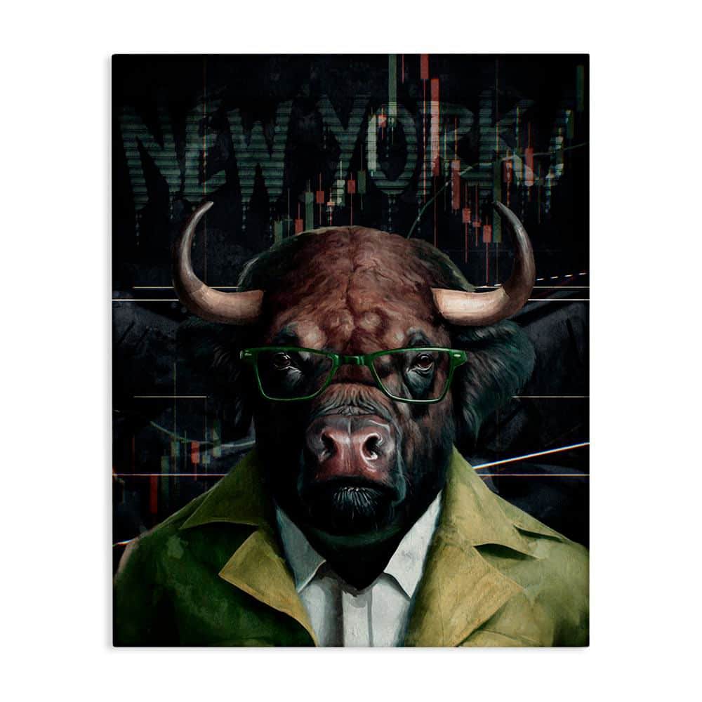 Stylish Bull New York by Svetlana Aleynikova Unframed Animal Graphic Art Print 48 in. x 36 in. price history on PriceWatchPro