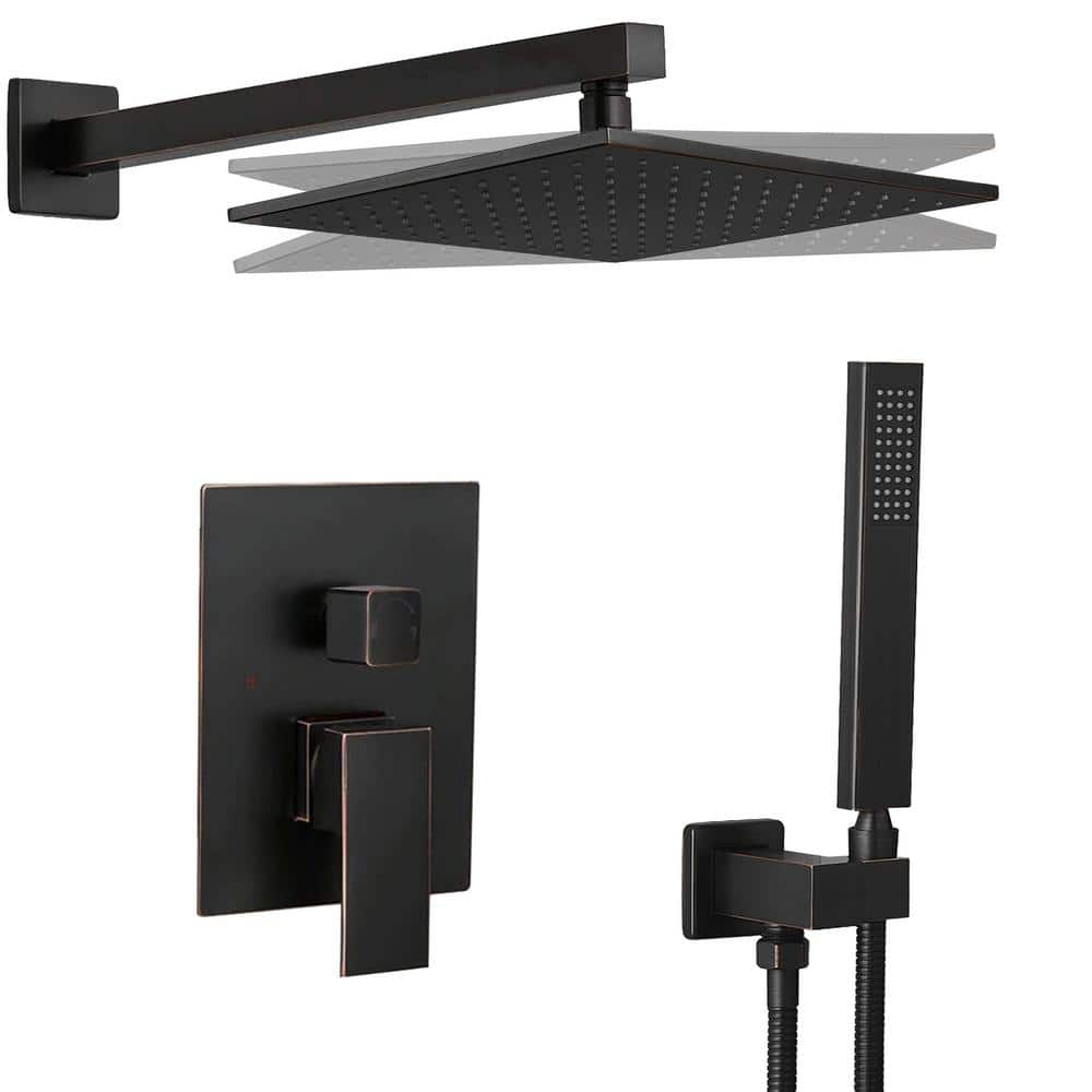 Brass Single Handle 2-Spray 10 in. Rain Shower Faucet 2.5 GPM Shower System with Pressure Balance in Oil Rubbed Bronze price history on PriceWatchPro