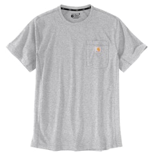 Men's X-Large Heather Gray Cotton/Polyester Force Relaxed Fit Midweight Short Sleeve Pocket T-Shirt