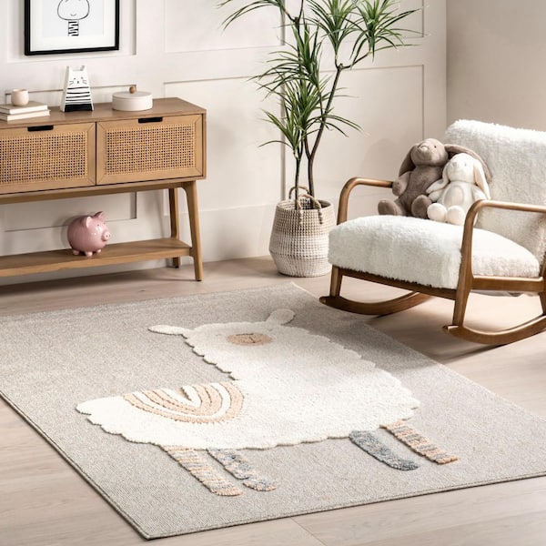 Gracelynn High-Low Alpaca Kids Ivory 7 ft. 10 in. x 10 ft. Area Rug