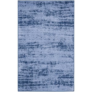 Essentials Denim 3 ft. x 5 ft. Geometric Contemporary Indoor/Outdoor Kitchen Area Rug