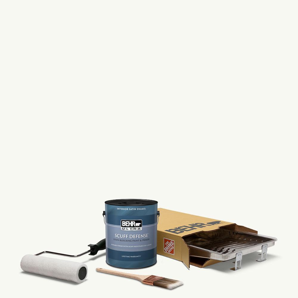Ultra Pure White Interior Paint Paint The Home Depot 1 gal ppu18 6 ultra pure white extra durable satin enamel interior paint and 5 piece wooster set all in one project kit