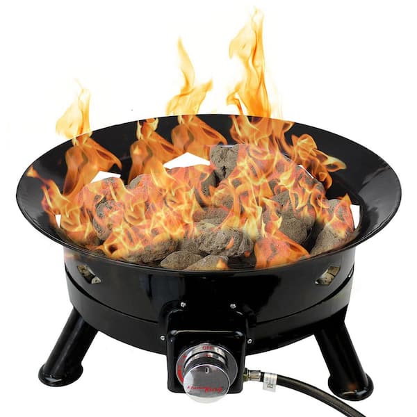 24 in. Outdoor Propane Portable Gas Black Fire Pit with Cover and Carry Kit 58,000 BTU