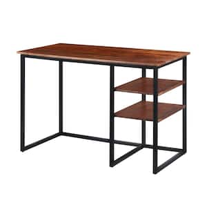 45 in. L x 24 in.W Retangular Brown Wood Writing Desk With Wooden Top and 2-Side Shelves