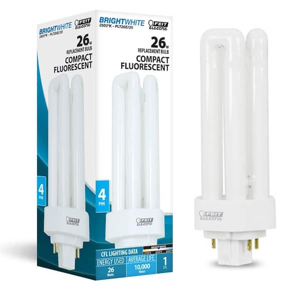 26W Equiv PL CFLNI Triple Tube 4-Pin Plug-in GX24Q-3 Base Compact Fluorescent CFL Light Bulb Bright White 3500K(50-Pack) 26W Equiv PL CFLNI Triple Tube 4-Pin Plug-in GX24Q-3 Base Compact Fluorescent CFL Light Bulb Bright White 3500K(50-Pack)