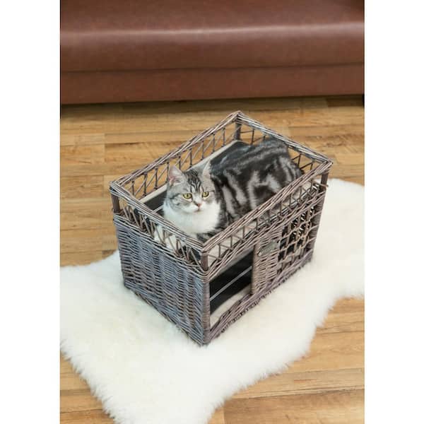 Wicker willow round 2 tier bunk baskets bed for pet cat kitten dog puppy rabbit 