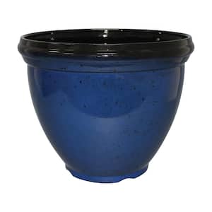 Heritage Large 18 in. x 14.4 in. 35 Qt. Monaco Blue High-Density Resin Outdoor Planter