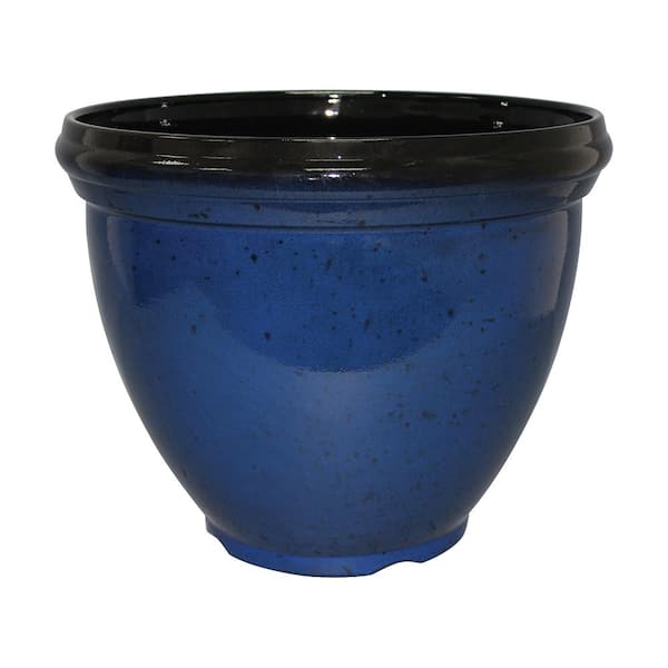 Southern Patio Heritage Large 18 in. x 14.4 in. 35 Qt. Monaco Blue High-Density Resin Outdoor Planter