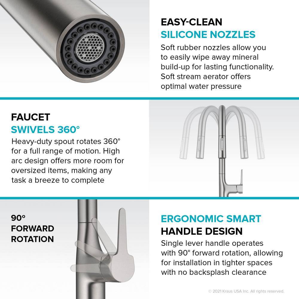 Tall Stainless Steel Pull-Down Kitchen Faucet with Spray