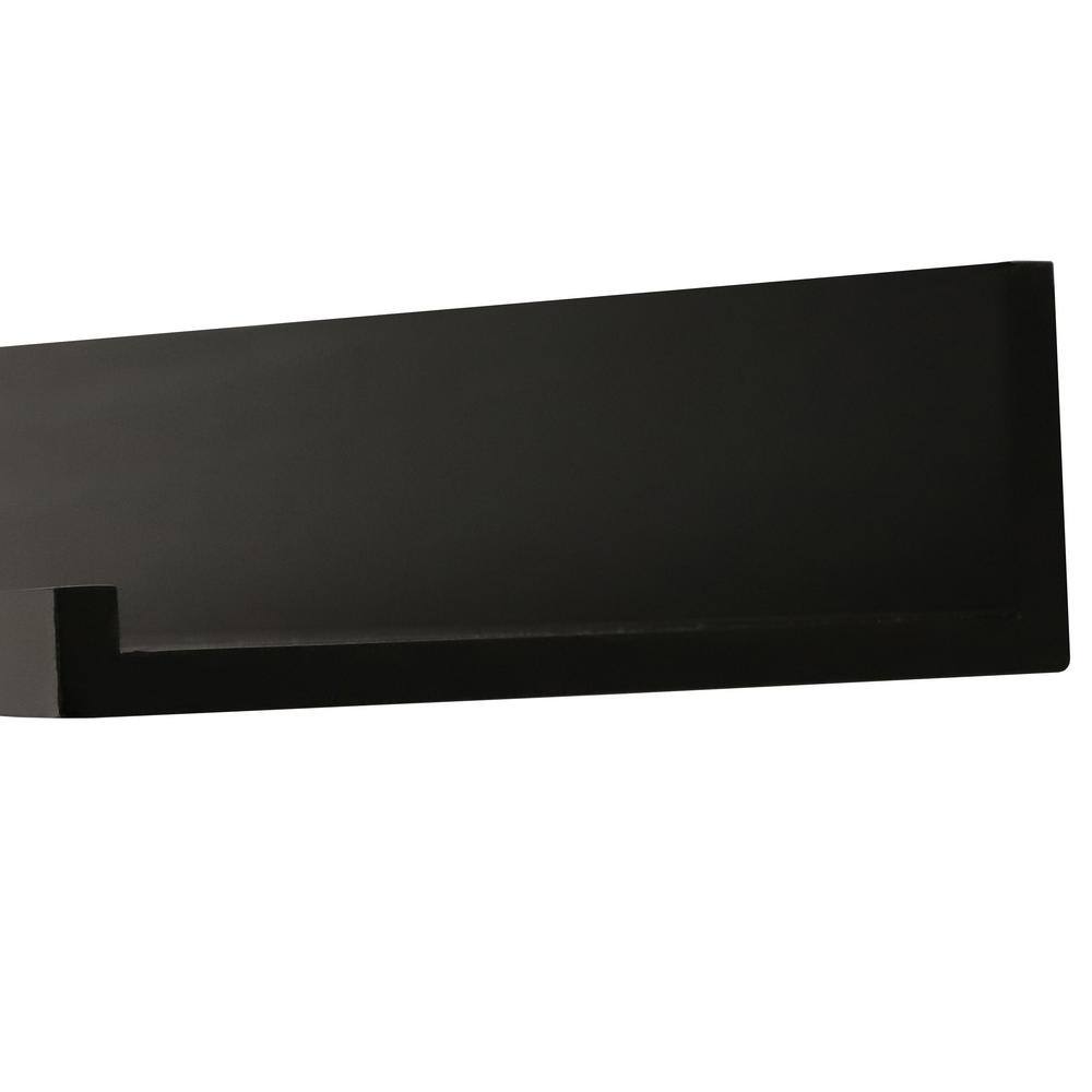 Coastal Charm 24" Black Wood Floating Ledge Shelf