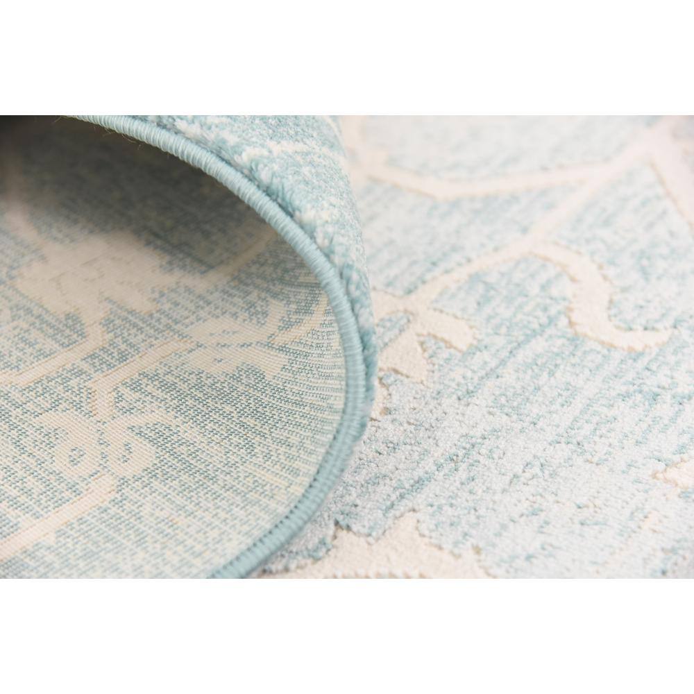 Light Blue and Ivory Abstract Rectangular Area Rug