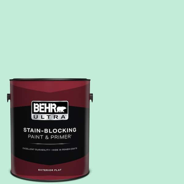 BEHR ULTRA 1 gal. #470A-2 Seafoam Pearl Flat Exterior Paint & Primer