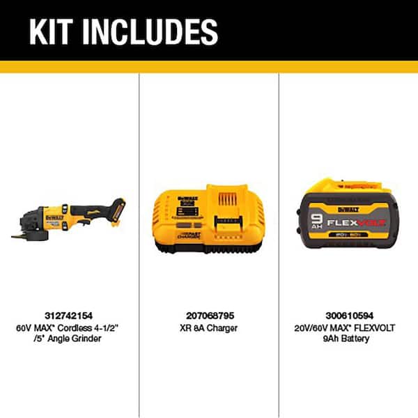 FLEX VOLT 60-Volt MAX Lithium-Ion Cordless Brushless 4.5 in. to 6 in. Small Angle Grinder with 9 Ah Battery and Charger