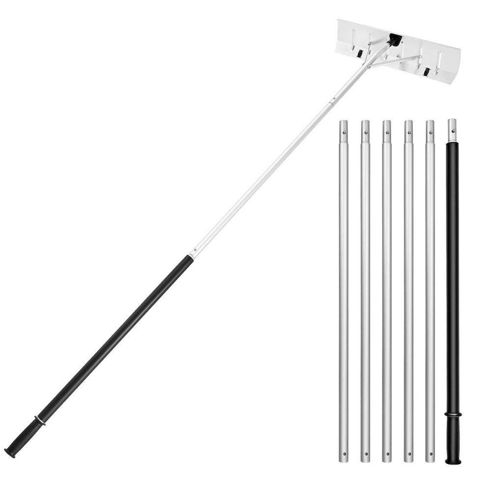 Snow Roof Rake 25 in. Blade Snow Removal Tool 21 ft. Reach Aluminium Roof Shovel Roll Wheels Snow Blowers price history on PriceWatchPro