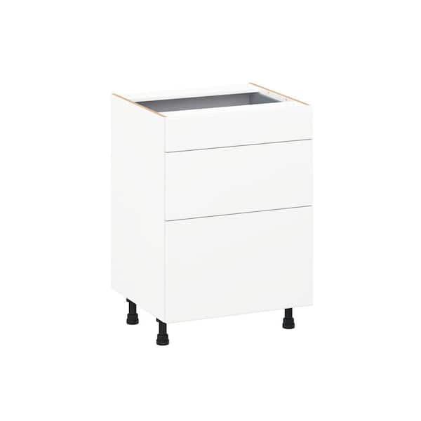 Timberline 24 in. W x 21 in. D x 30 in. H Assembled Slab Bath Drawer Base Kitchen Cabinet in Bright White
