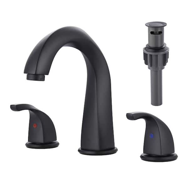 8 in. Widespread Double Handle Bathroom Faucet in Black