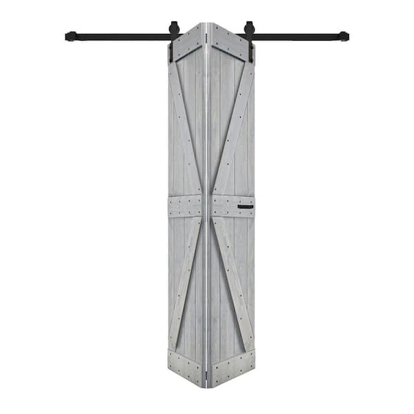 K Style 48 in. x 80 in. 24 in. x 80 in. x 2-Panels French Gray Solid Core Wood Bi-Fold Door Hardware Kit-Assembly Needed