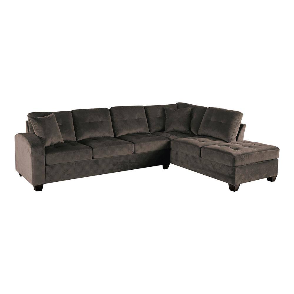 Garbo 109.25 in. Round Arm 2-piece Microfiber Reversible Sectional Sofa in 