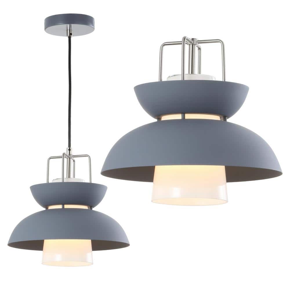 Paul 11" Adjustable Farmhouse Metal LED Pendant in Gray