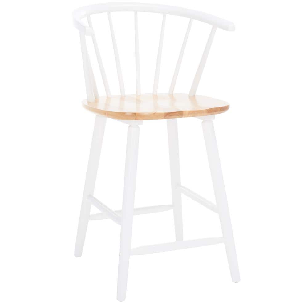 Natural and White Rubber Wood Counter Stool Set
