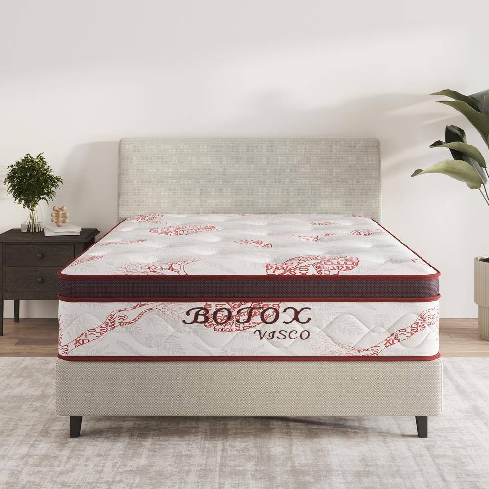 Ottomanson Botox Full Medium Firm Hybrid 13 in. Edge to Edge Pocket Coil Bed in A Box Ottopedic Mattress