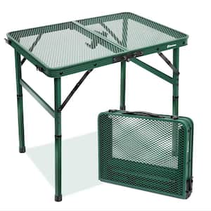 23.6 in. L x 15.8 in. W Green Rectangular Metal Outdoor Portable Folding Picnic Tables for Easy Storage, Small Size