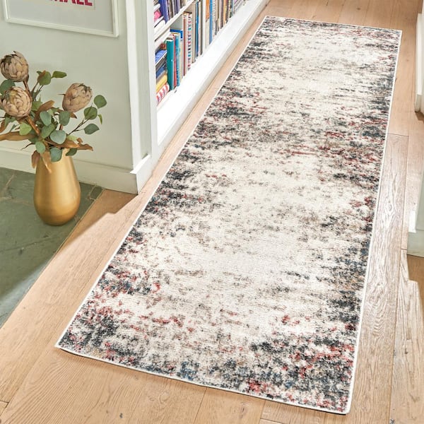 Heirloom Emne Ivory 3 ft. x 8 ft. Abstract Indoor Runner Rug
