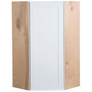 Cambridge Shaker ssembled 23.64x42x11.75 in. Corner Wall Cabinet with 1 Soft Close Door in White