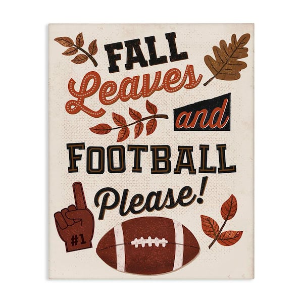 Fall Leaves & Football by Diane Labombarbe Unframed Graphic Sports Art Print 30 in. x 24 in.