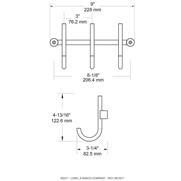 Wall Mounted Hook Rack, Four Hooks, Key Storage, Coat Storage