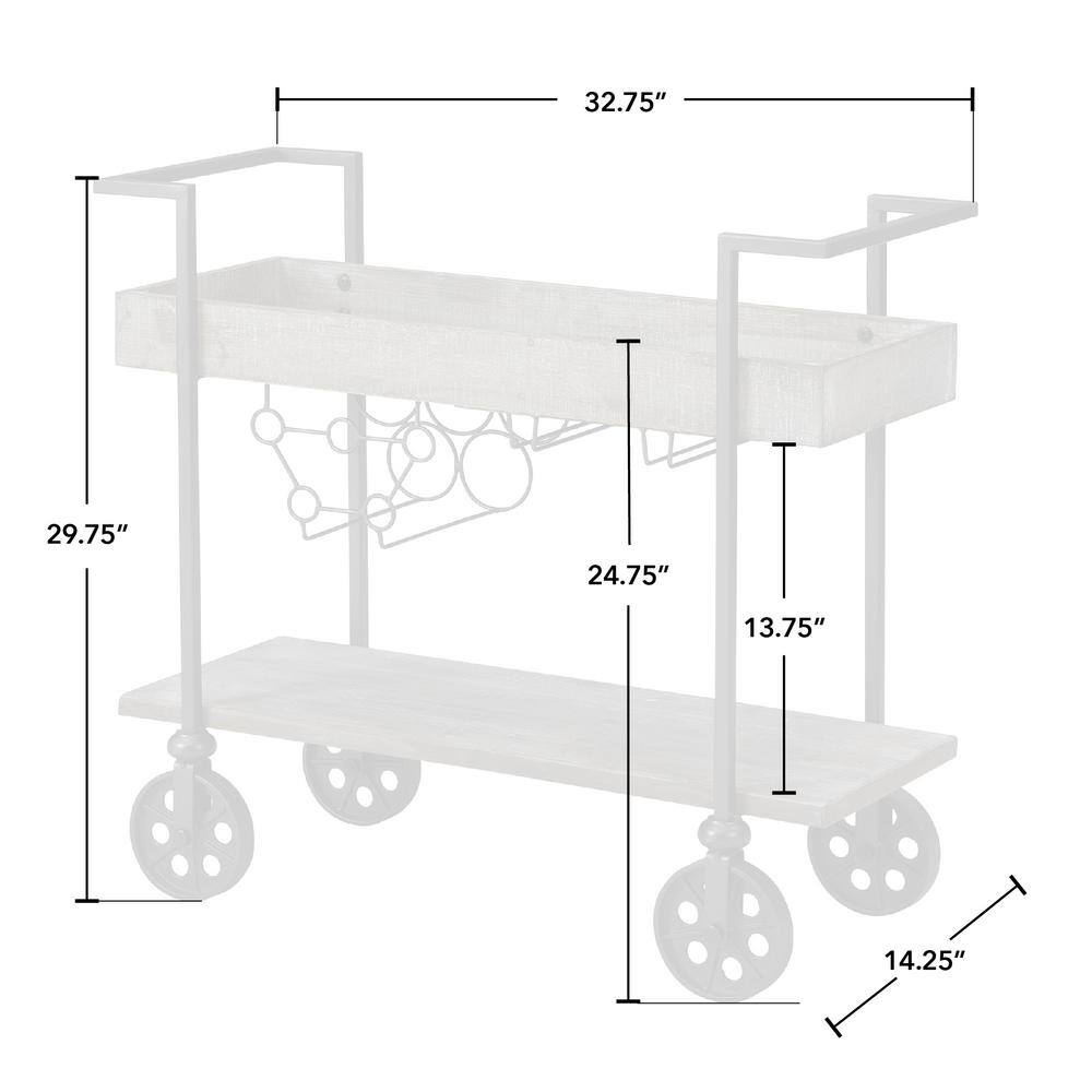Gray and Black Metal Industrial Bar Cart with Wine Rack
