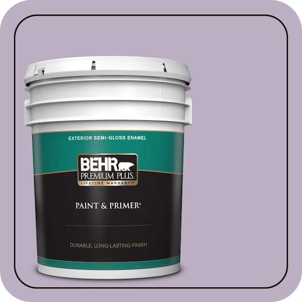 BEHR PREMIUM PLUS 5 gal. #S100-3 Courtly Purple Semi-Gloss Enamel Exterior Paint & Primer