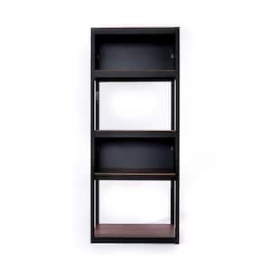 Kepsuul 32 in. W x 16 in. D x 77 in. H Black 4-Shelf Black 2-Set Panel Customizable Modular Wood Shelving and Storage