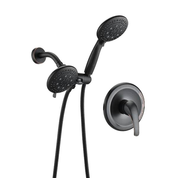 Single Handle 2-Spray Shower Faucet, 1.8 GPM with Drip Free Dual Shower Head in Oil Rubbed Bronze (Valve Include)