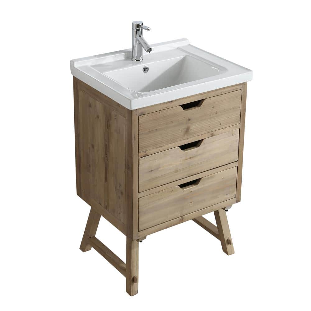 Fredric 24" Natural Reclaimed Wood Single Sink Vanity