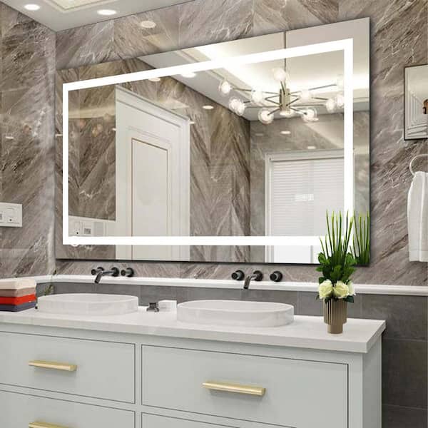60 in. W x 32 in. H Rectangle LED Bathroom Mirror, anti-Fog and Dimming LED Bathroom Vanity Mirror