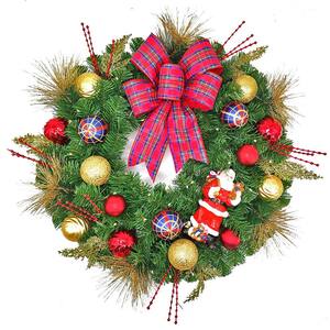 30 in. Prelit Battery Operated Santa Artificial Christmas Wreath
