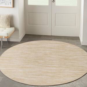 Essentials 4 ft. Ivory Gold  Round Abstract Contemporary Indoor/Outdoor Area Rug